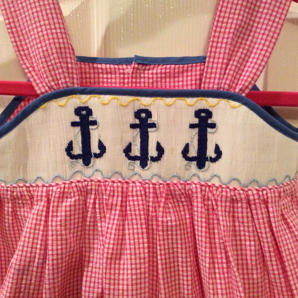 Mom &me smocked sleeveless dress with anchors